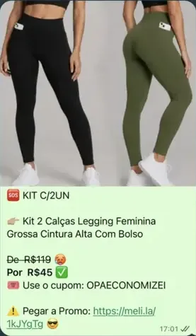 Exemplo real do grupo: Leggings fitness
