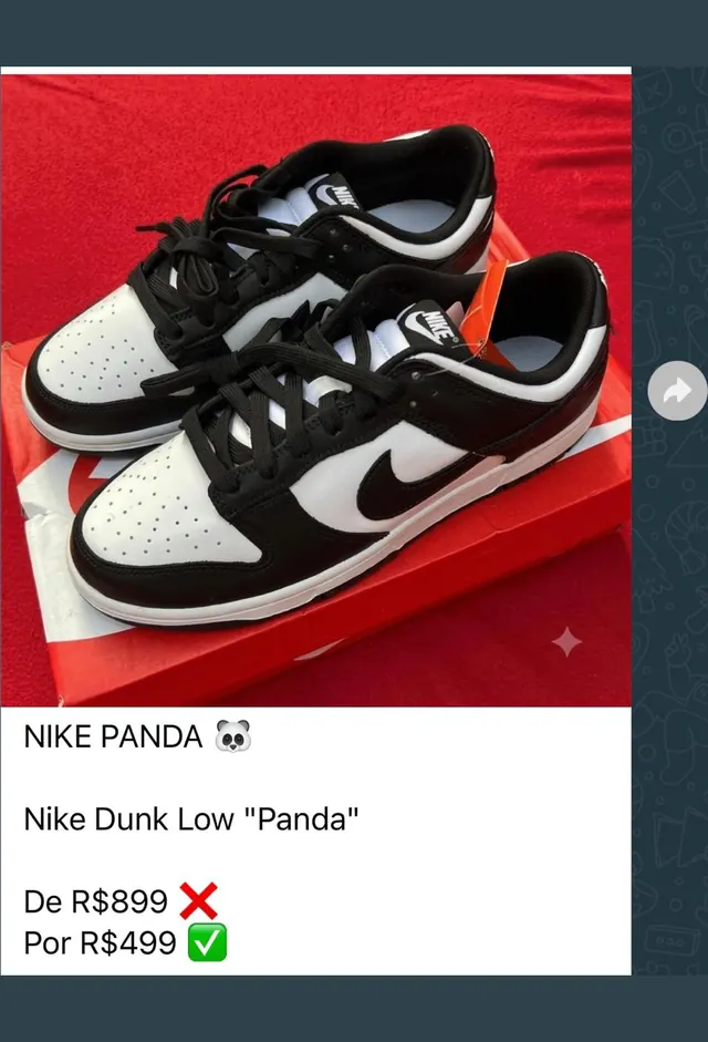 Nike Dunk Low Panda de R$899 por R$499
