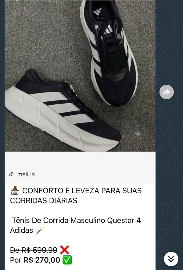 Tenis Adidas Questar 4 de R$599,99 por R$270