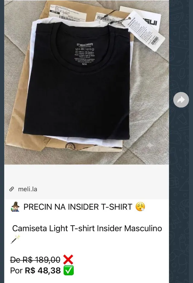 Camiseta Insider de R$189 por R$48,38